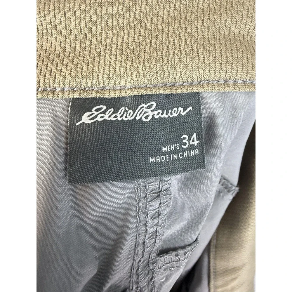 Eddie Bauer Cargo Shorts Mens 34 Gray Nylon Spandex Stretch 10 Inseam Outdoor